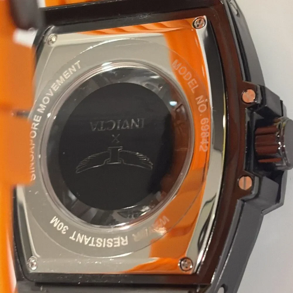 Invicta S1 Rally I Mens WATCH Black Skeleton Dial Orange Silicon Quartz69842 New